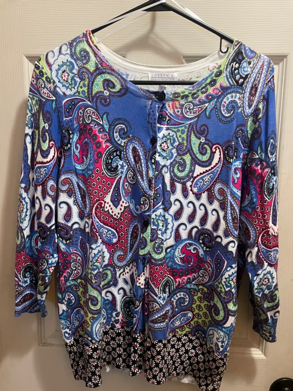 Joseph Multicolor Paisley Button-Front Top — Blue, Pink, Green